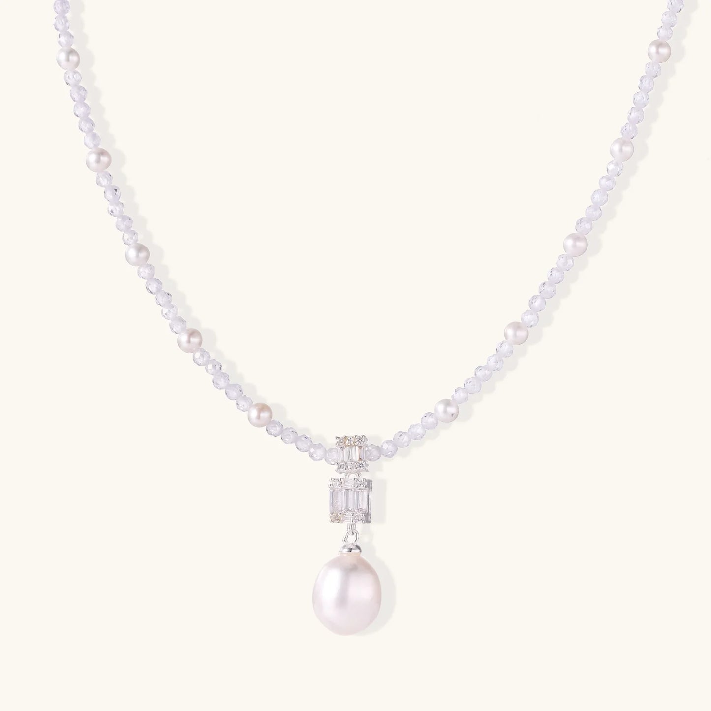 Lavender Dreams Pearl Necklace | Rhodium Plated 925 Sterling Silver & Freshwater pearl