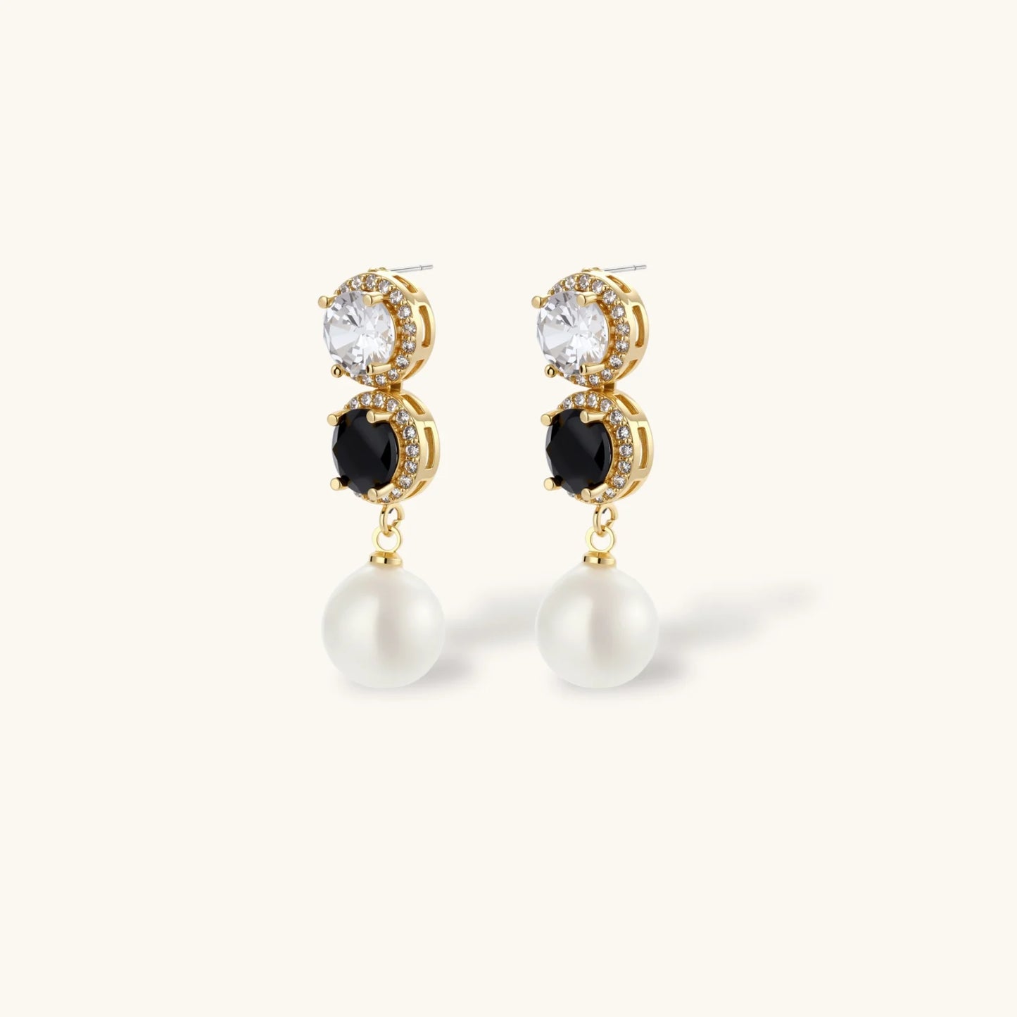 Noir Luxe Jewelry Set in 14K Gold Plating with Zirconia - eco-brass - Skin-friendly comfort