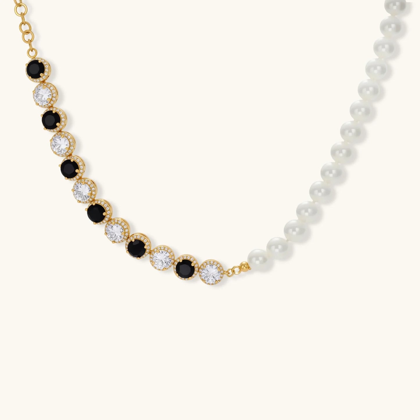 Noir Luxe Jewelry Set in 14K Gold Plating with Zirconia - eco-brass - Skin-friendly comfort