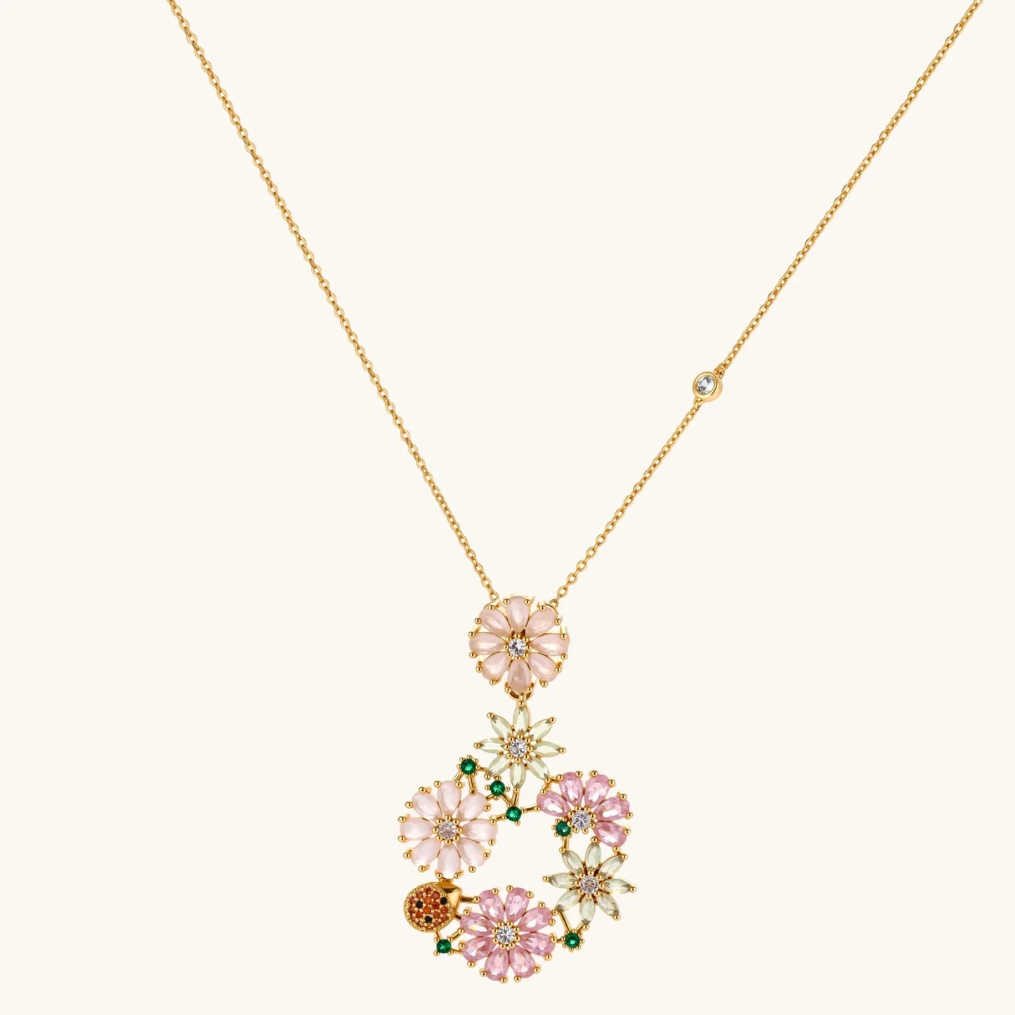 Blooming Garden Jewelry Set in 14K gold plating and cubic zirconia - Hypoallergenic jewelry set - in eco brass