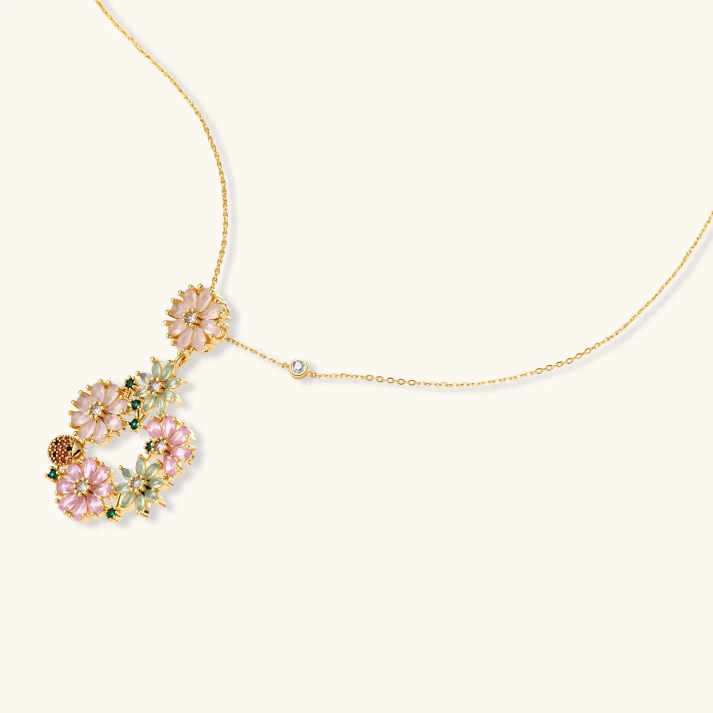 Blooming Garden Jewelry Set in 14K gold plating and cubic zirconia - Hypoallergenic jewelry set - in eco brass