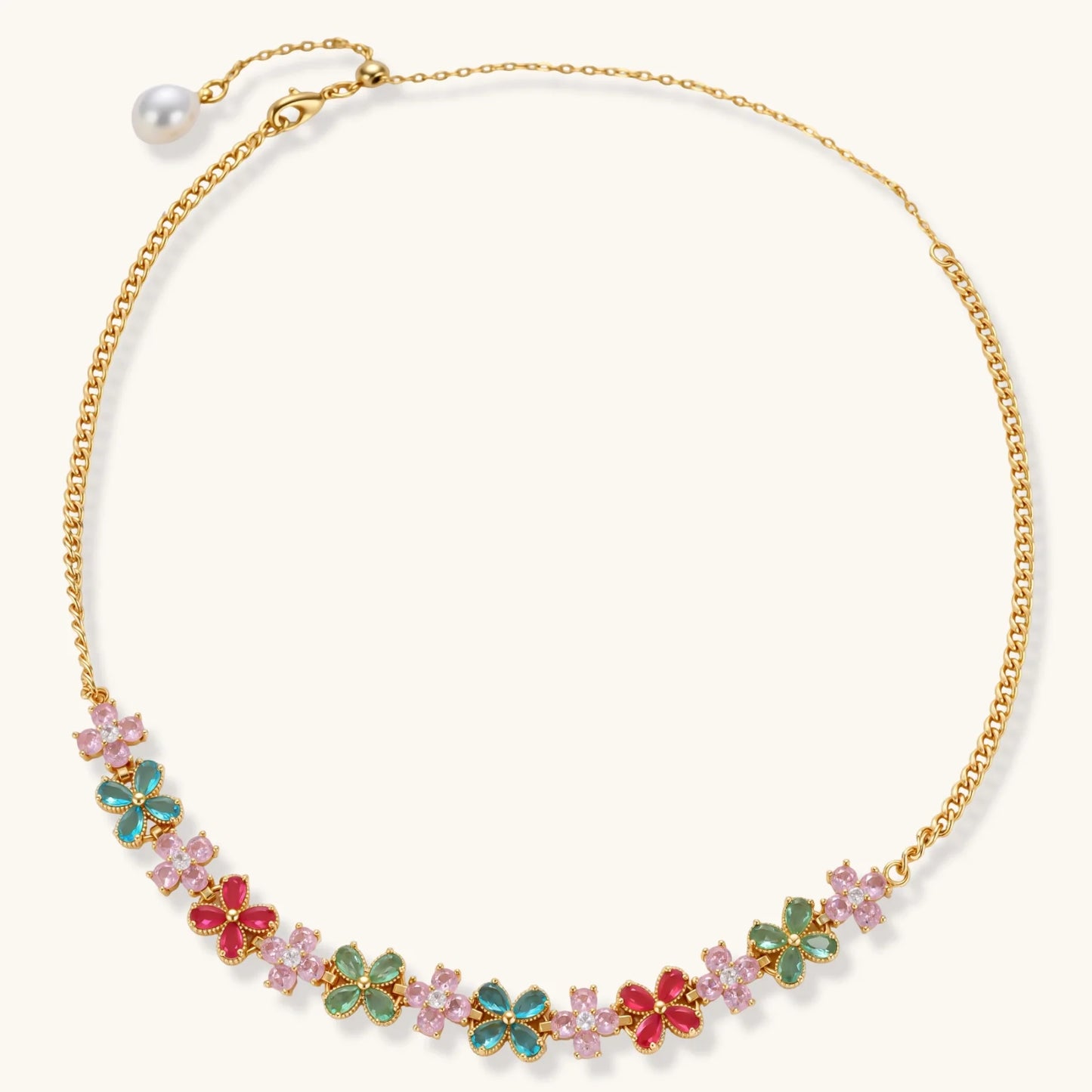 Garden Bloom Jewelry Set in 14K gold plating and cubic zirconia - Hypoallergenic jewelry set - eco - brass