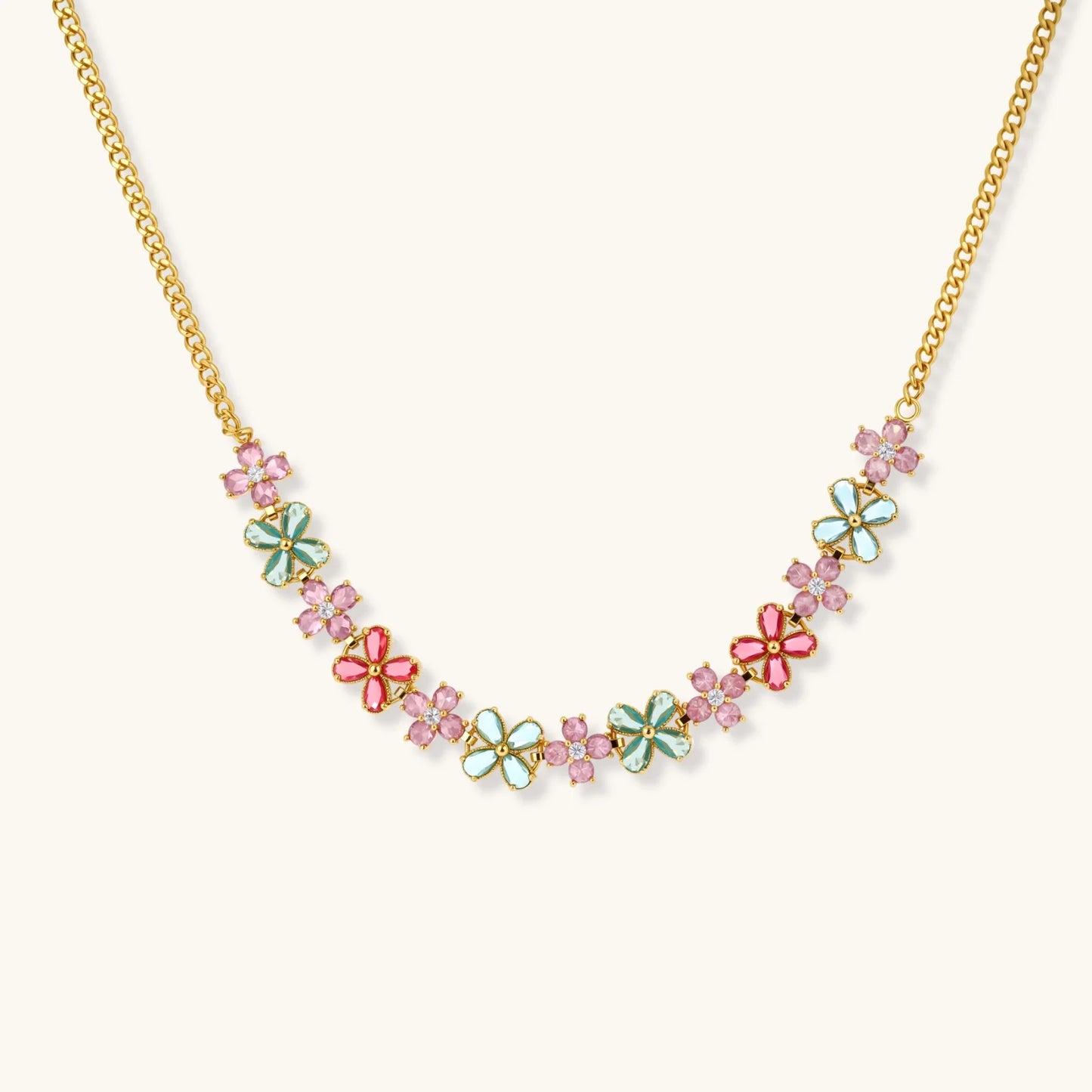 Garden Bloom Jewelry Set in 14K gold plating and cubic zirconia - Hypoallergenic jewelry set - eco - brass