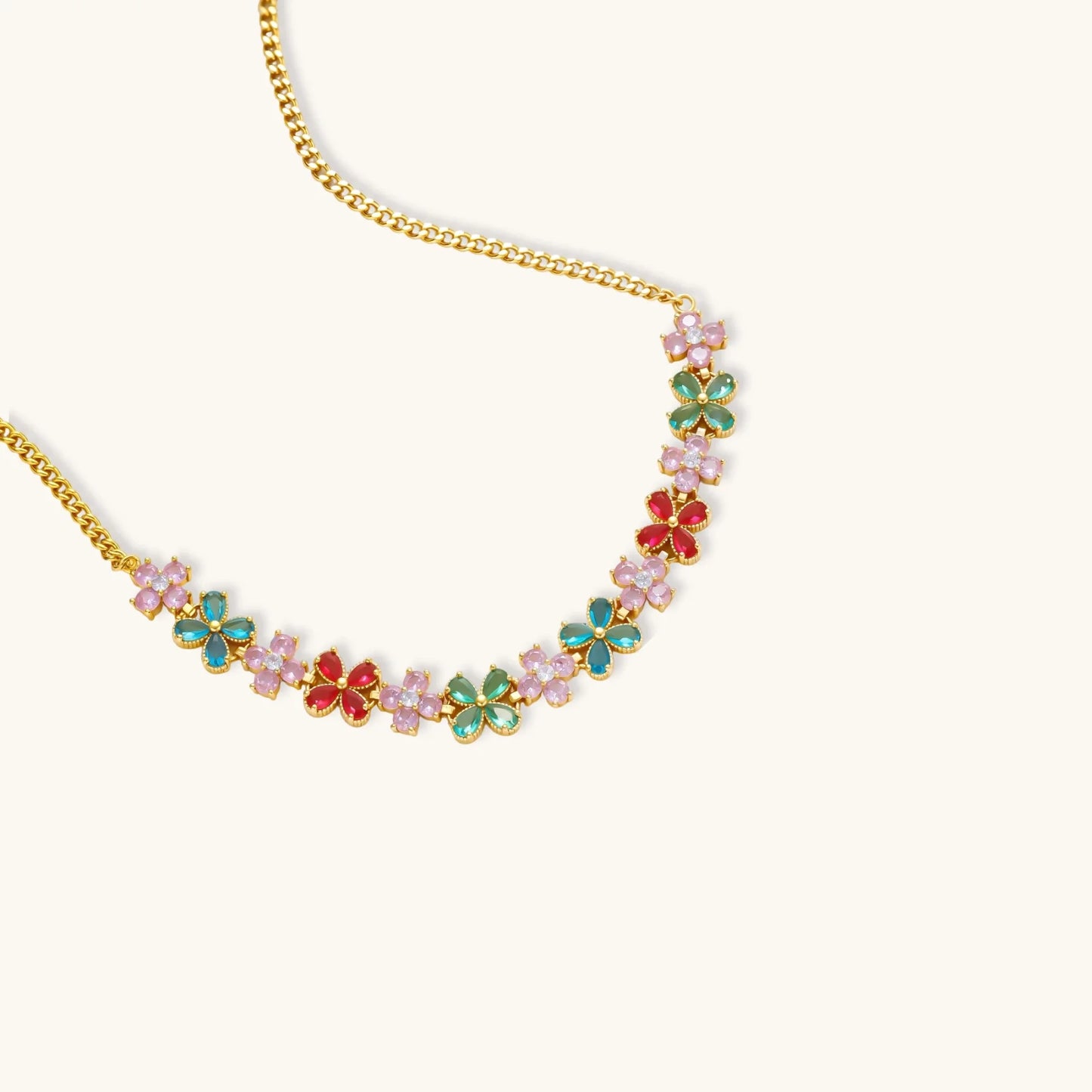 Garden Bloom Jewelry Set in 14K gold plating and cubic zirconia - Hypoallergenic jewelry set - eco - brass