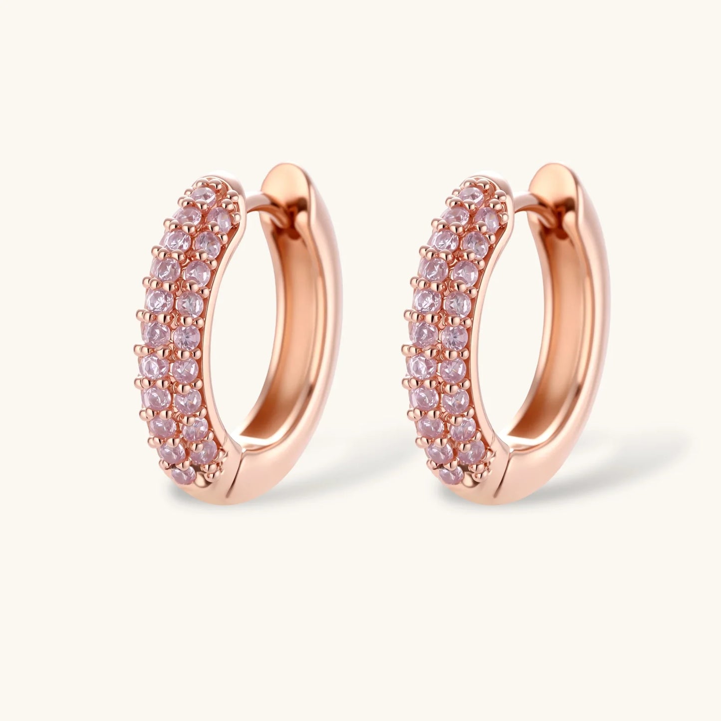 Sparkling Glitzy Rose Gold Jewelry Set in Environmentally Friendly Eco-Brass Plated with 14K Gold and Cubic Zirconia