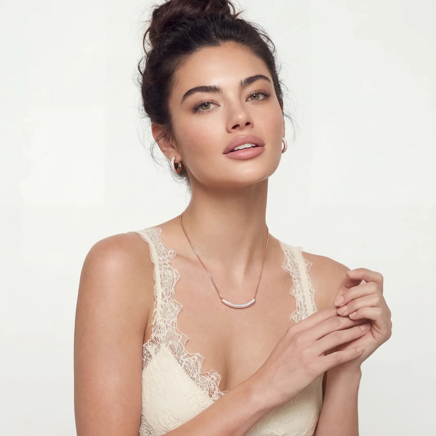 Sparkling Glitzy Rose Gold Jewelry Set in Environmentally Friendly Eco-Brass Plated with 14K Gold and Cubic Zirconia