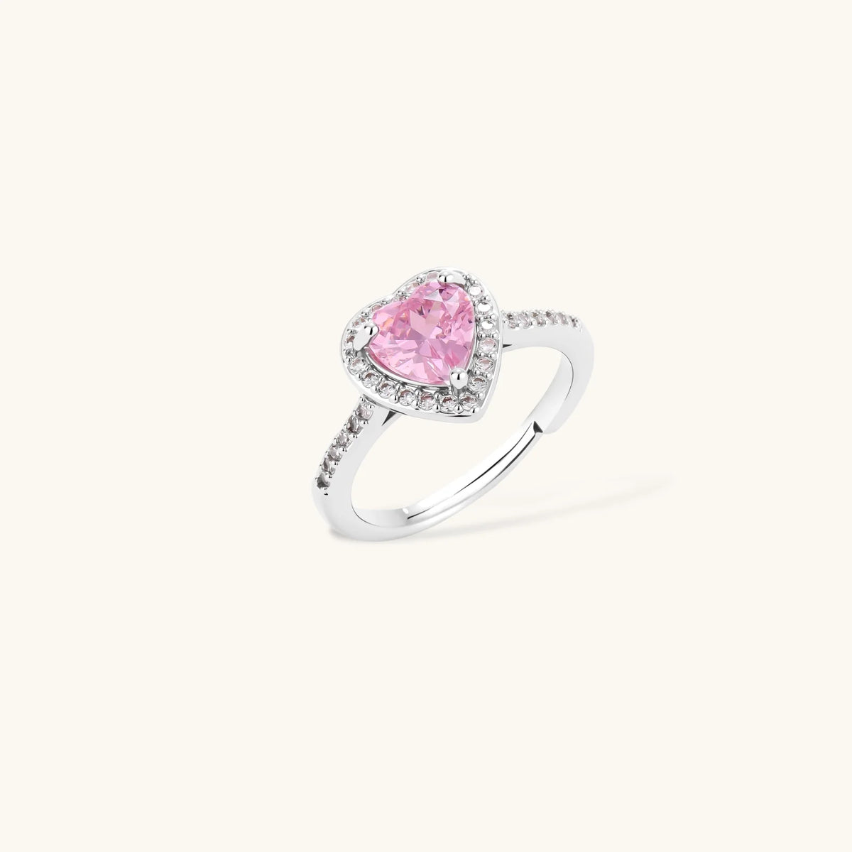 Romance smykkesett i hvitt gull med rosa hjertestener | Gave til dame smykkesett