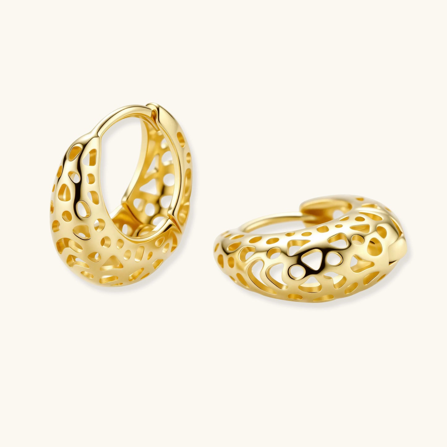 Honeycomb Dream Hoops | 14 K Gold Plated 925 Sterling Silver