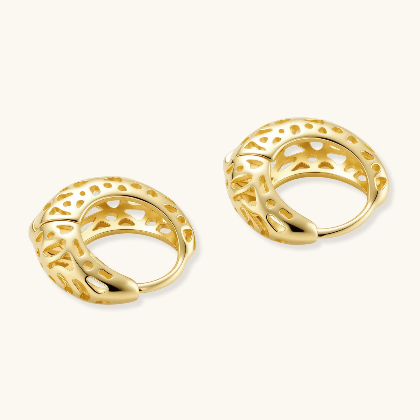Honeycomb Dream Hoops | 14 K Gold Plated 925 Sterling Silver
