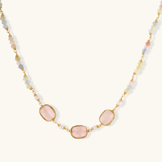 Garden Dreams Healing Necklace | Freshwater pearl | Rose Quartz