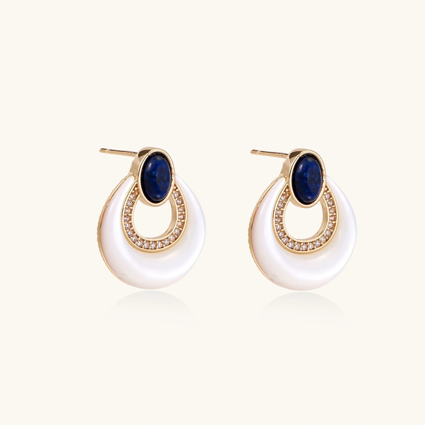 Celestial Teardrop Earrings - 18K Gold Plated - Mother of Pearl