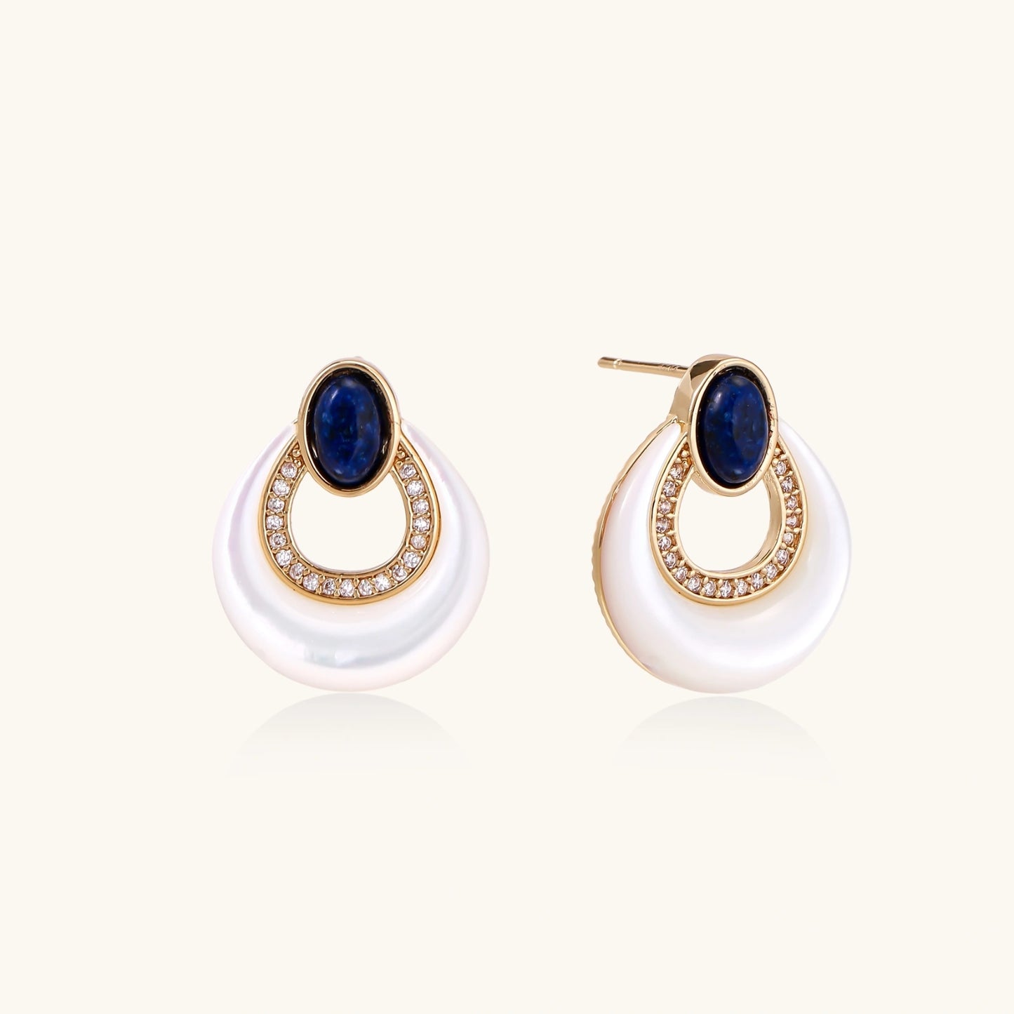 Celestial Teardrop Earrings - 18K Gold Plated - Mother of Pearl