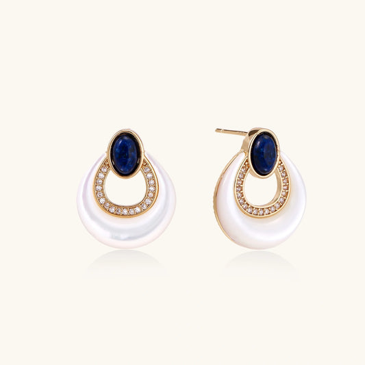 Celestial Teardrop Earrings - 18K Gold Plated - Mother of Pearl