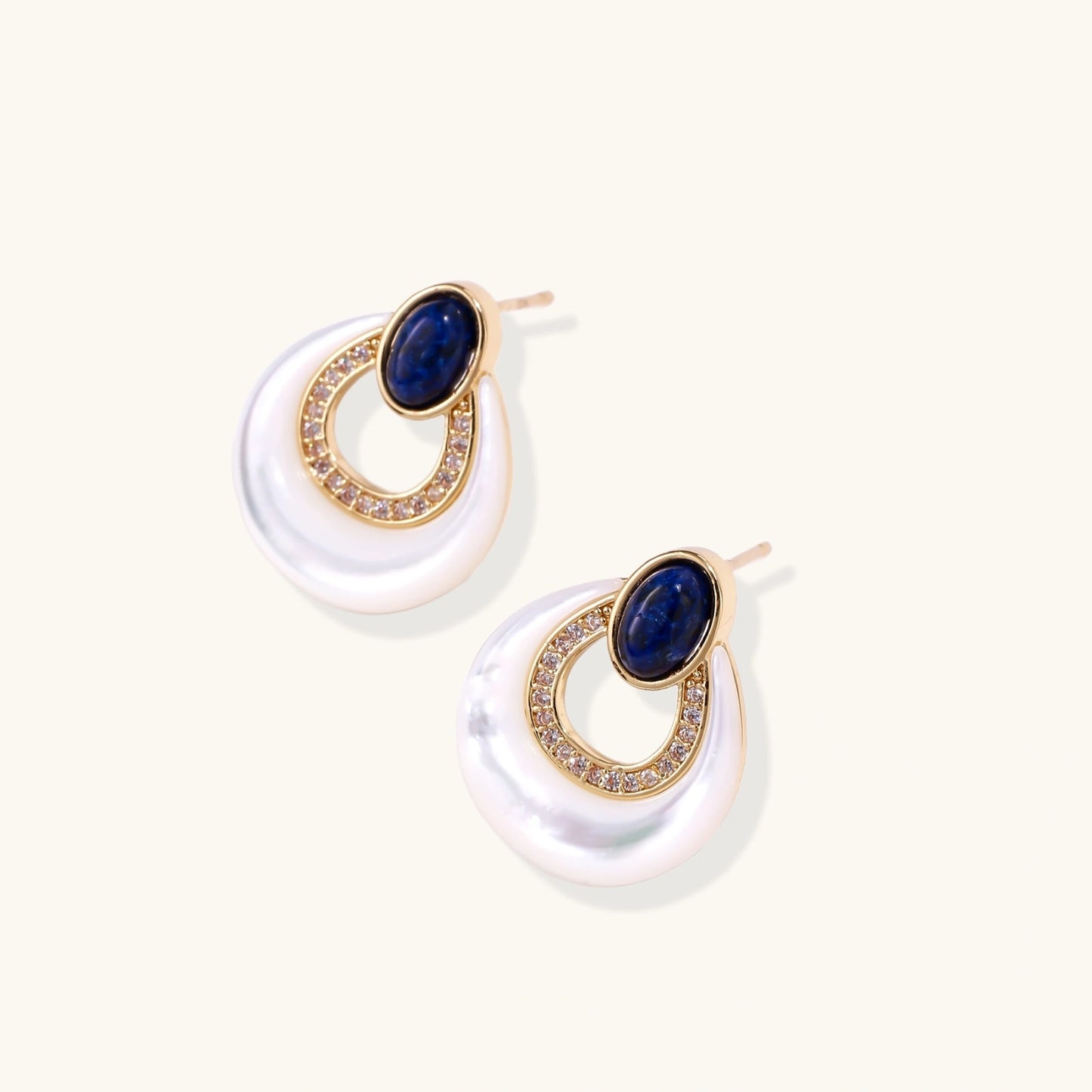 Celestial Teardrop Earrings - 18K Gold Plated - Mother of Pearl