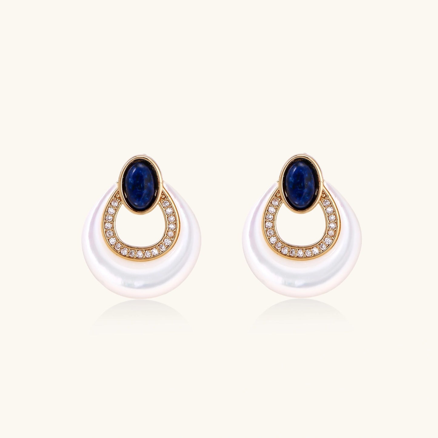 Celestial Teardrop Earrings - 18K Gold Plated - Mother of Pearl
