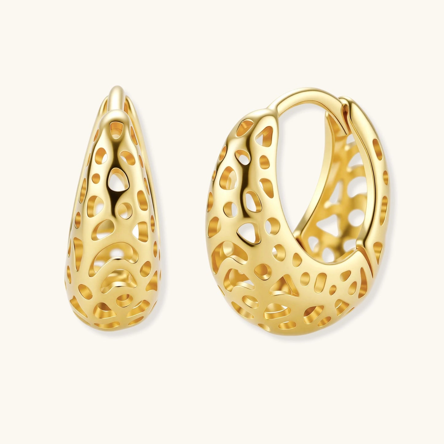 Honeycomb Dream Hoops | 14 K Gold Plated 925 Sterling Silver