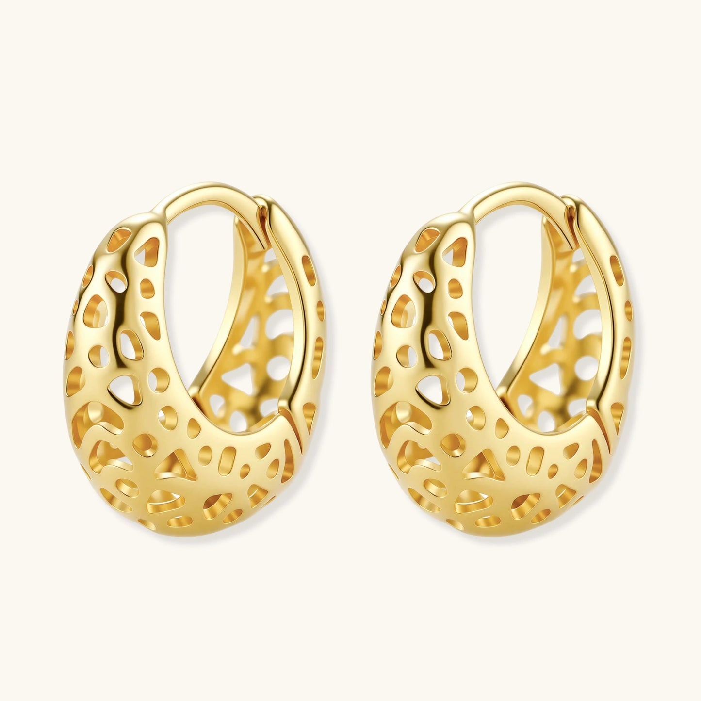 Honeycomb Dream Hoops | 14 K Gold Plated 925 Sterling Silver