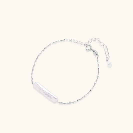 Baroque Pearl Chain Bracelet | Rhodium- Plated 925 Sterling Silver