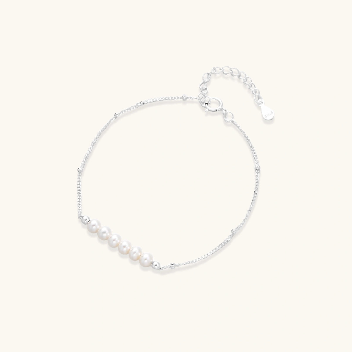 Perlearmbånd | Rhodinert 925 sterlingsølv | Dainty Pearl whisper bracelet