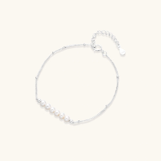 Perlearmbånd | Rhodinert 925 sterlingsølv | Dainty Pearl whisper bracelet