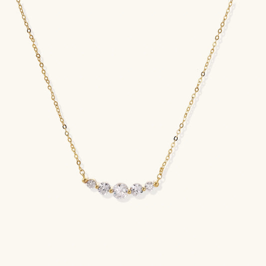 Golden Arc Necklace in 14K Gold Plated Eco-Brass & Zirconia