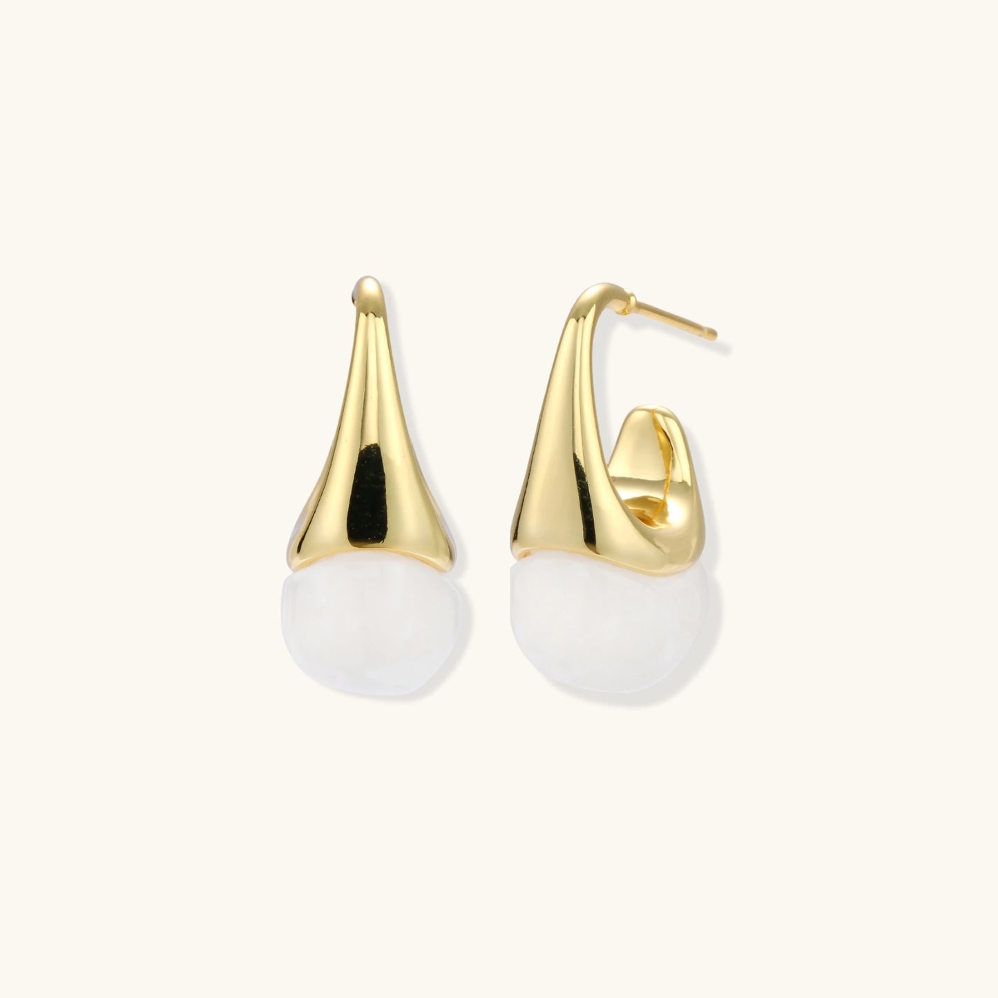 Sculptural Cone Hoops - 18K gold plated eco-brass