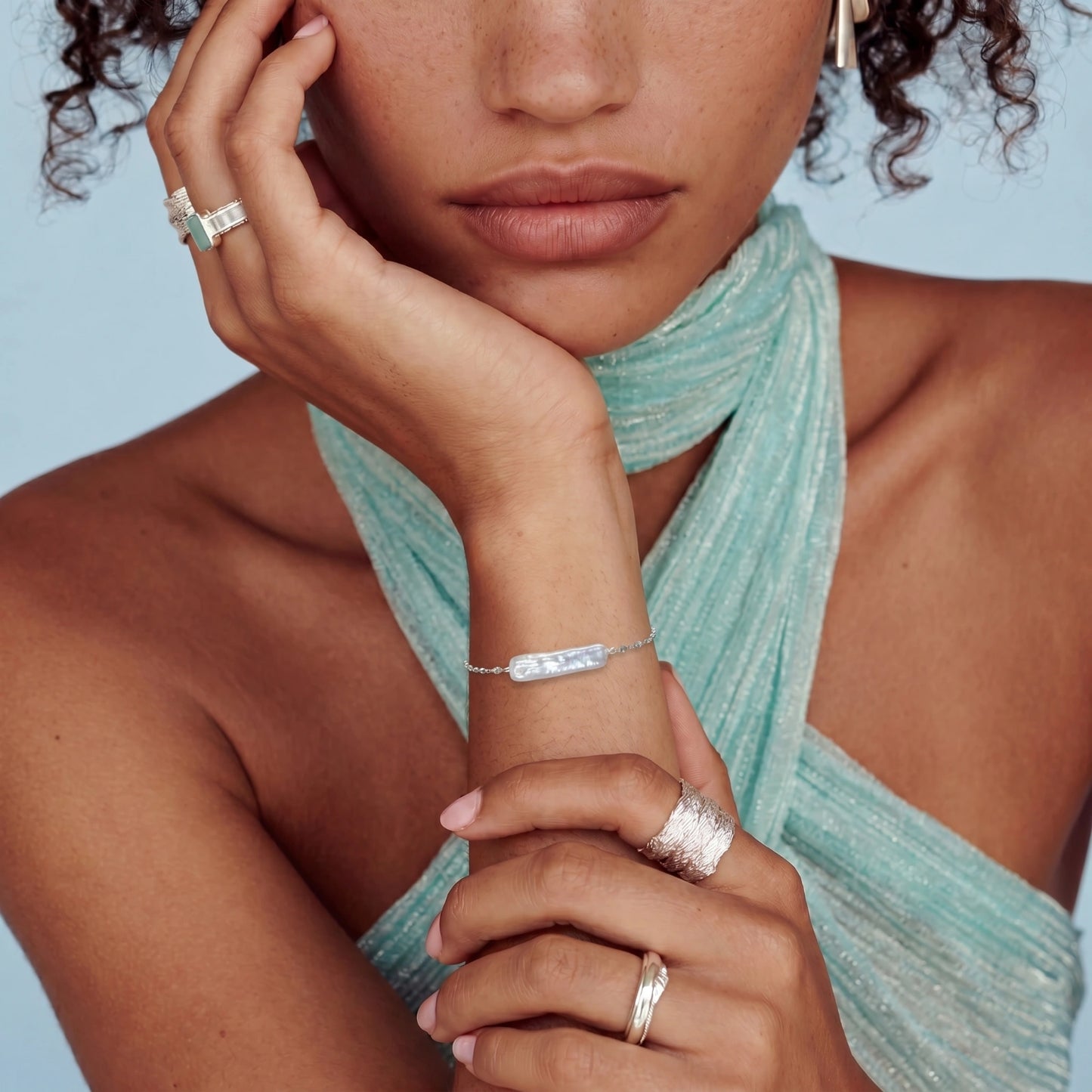 Baroque Pearl Chain Bracelet | Rhodium- Plated 925 Sterling Silver