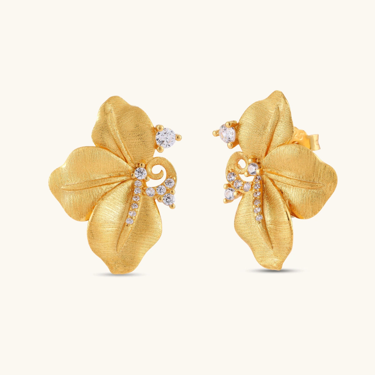 Kronbladblomst-øredobber | 18K gullbelagt i 925 sølv med cubic zirkonia