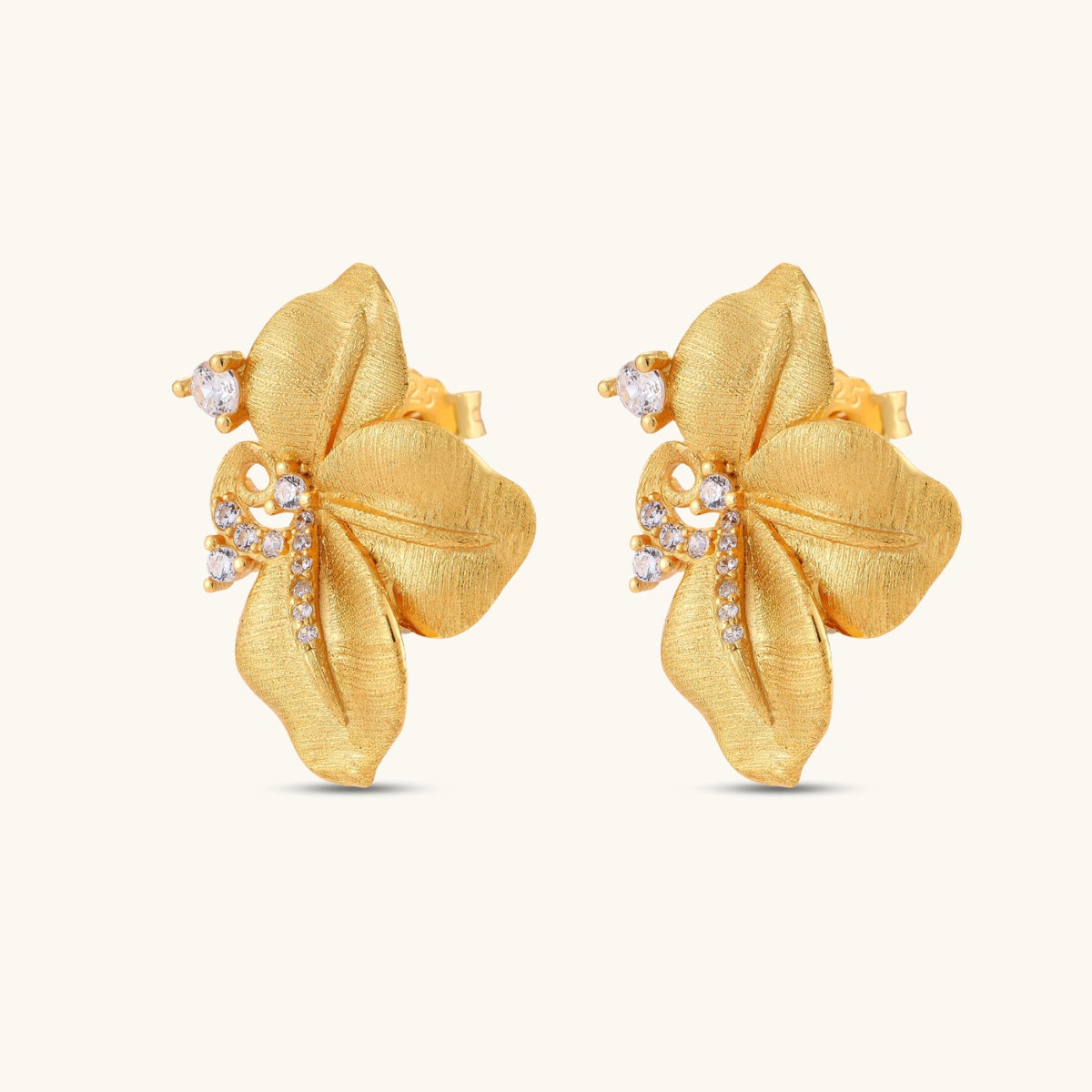 Kronbladblomst-øredobber | 18K gullbelagt i 925 sølv med cubic zirkonia