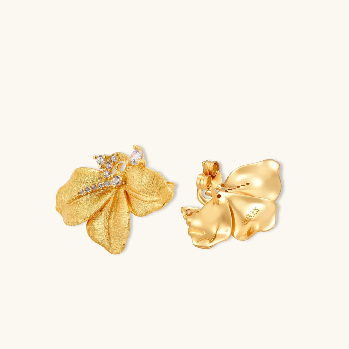 Kronbladblomst-øredobber | 18K gullbelagt i 925 sølv med cubic zirkonia